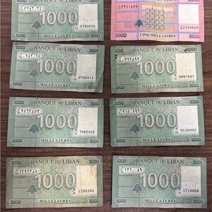 Lebanese Livres Banknotes Set of 8
